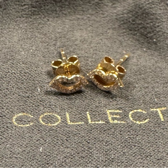 EF collection diamond kiss studs.  14kt gold and diamond.  Brand new. - Picture 8 of 9